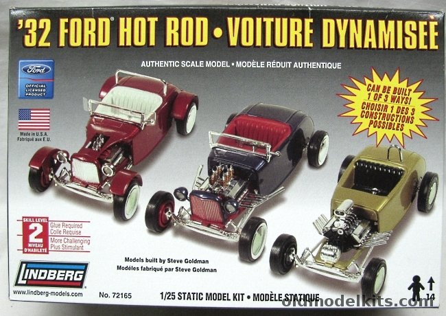 Lindberg 1/25 1932 Ford Hot Rod - Can Be Built One Of Three Ways, 72165 plastic model kit